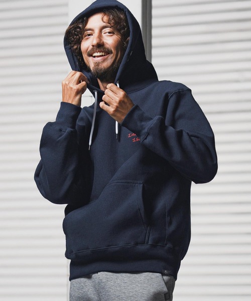 1minute 1second(ワンミニットワンセカンド)の「mpa3959-12oz heavy weight hoodie with cursive embroidery パーカー(1M25F250)(パーカー・メンズ・ネイビー/アッシュ/ブラック・M/S/XL/L)」の3枚目の写真