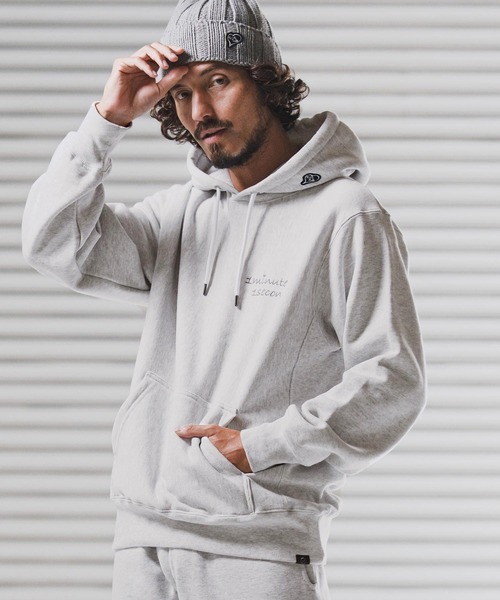 1minute 1second(ワンミニットワンセカンド)の「mpa3959-12oz heavy weight hoodie with cursive embroidery パーカー(1M25F250)(パーカー・メンズ・ネイビー/アッシュ/ブラック・M/S/XL/L)」の2枚目の写真
