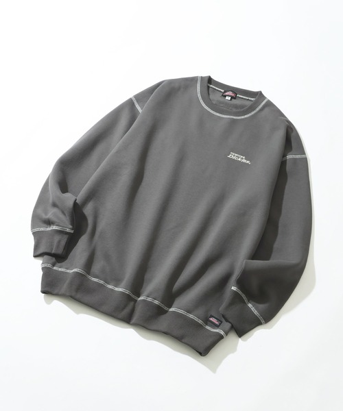 Dickies(ディッキーズ)の「【GENUINE DICKIES/ジェニュインディッキーズ】裏起毛 配色ステッチ 刺繍ロゴ スウェット トレーナー(スウェット・レディース・グリーン/スミクロ/オートミール・M/L)」の4枚目の写真