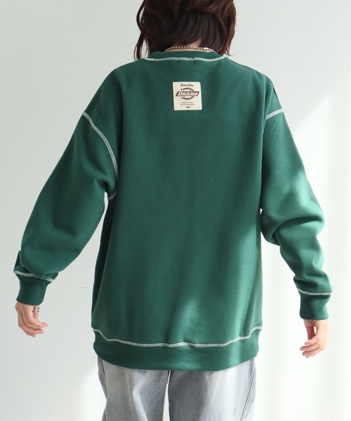 Dickies(ディッキーズ)の「【GENUINE DICKIES/ジェニュインディッキーズ】裏起毛 配色ステッチ 刺繍ロゴ スウェット トレーナー(スウェット・レディース・グリーン/スミクロ/オートミール・M/L)」の12枚目の写真
