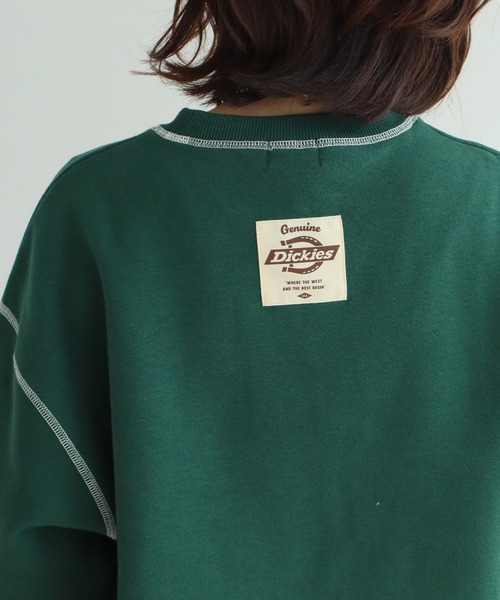 Dickies(ディッキーズ)の「【GENUINE DICKIES/ジェニュインディッキーズ】裏起毛 配色ステッチ 刺繍ロゴ スウェット トレーナー(スウェット・レディース・グリーン/スミクロ/オートミール・M/L)」の11枚目の写真