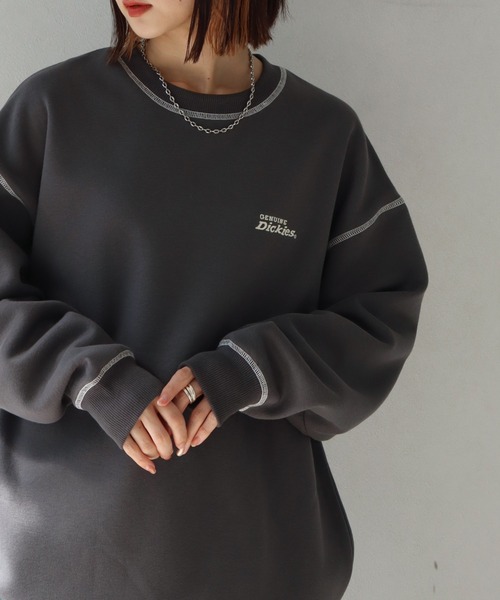 Dickies(ディッキーズ)の「【GENUINE DICKIES/ジェニュインディッキーズ】裏起毛 配色ステッチ 刺繍ロゴ スウェット トレーナー(スウェット・レディース・グリーン/スミクロ/オートミール・M/L)」の21枚目の写真
