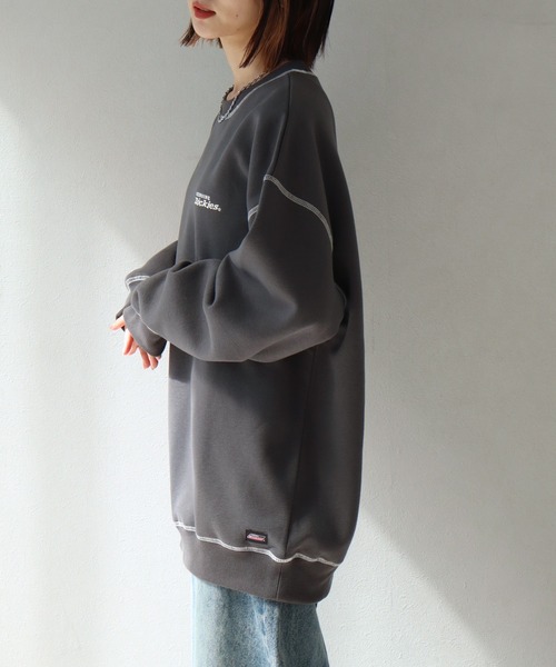 Dickies(ディッキーズ)の「【GENUINE DICKIES/ジェニュインディッキーズ】裏起毛 配色ステッチ 刺繍ロゴ スウェット トレーナー(スウェット・レディース・グリーン/スミクロ/オートミール・M/L)」の22枚目の写真