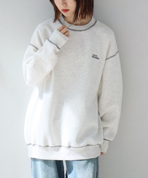 Dickies(ディッキーズ)の「【GENUINE DICKIES/ジェニュインディッキーズ】裏起毛 配色ステッチ 刺繍ロゴ スウェット トレーナー(スウェット・レディース・グリーン/スミクロ/オートミール・M/L)」の15枚目の写真