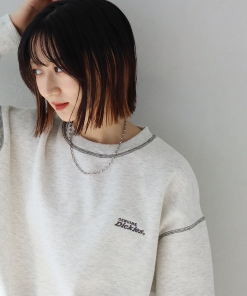 Dickies(ディッキーズ)の「【GENUINE DICKIES/ジェニュインディッキーズ】裏起毛 配色ステッチ 刺繍ロゴ スウェット トレーナー(スウェット・レディース・グリーン/スミクロ/オートミール・M/L)」の16枚目の写真