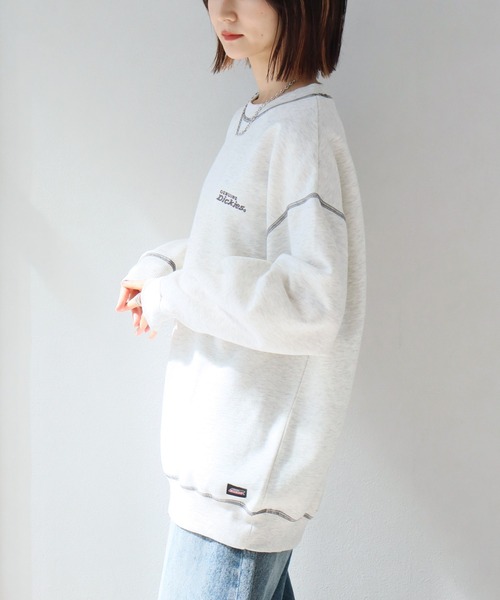Dickies(ディッキーズ)の「【GENUINE DICKIES/ジェニュインディッキーズ】裏起毛 配色ステッチ 刺繍ロゴ スウェット トレーナー(スウェット・レディース・グリーン/スミクロ/オートミール・M/L)」の18枚目の写真
