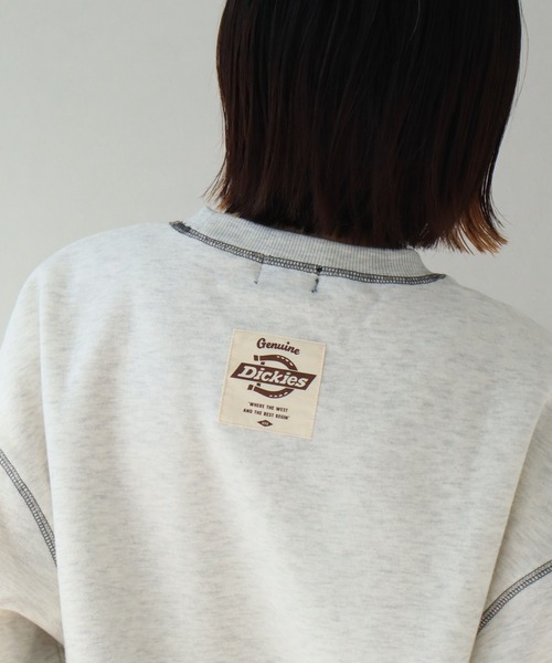 Dickies(ディッキーズ)の「【GENUINE DICKIES/ジェニュインディッキーズ】裏起毛 配色ステッチ 刺繍ロゴ スウェット トレーナー(スウェット・レディース・グリーン/スミクロ/オートミール・M/L)」の19枚目の写真