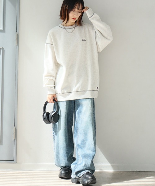 Dickies(ディッキーズ)の「【GENUINE DICKIES/ジェニュインディッキーズ】裏起毛 配色ステッチ 刺繍ロゴ スウェット トレーナー(スウェット・レディース・グリーン/スミクロ/オートミール・M/L)」の20枚目の写真