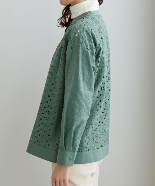 BELLUNA PLUS(ベルーナ)の「花柄レース切替シャツジャケット(シャツ/ブラウス・レディース・オフホワイト/ブラック/ミント・MEDIUM/LARGE/X-LARGE)」の16枚目の写真