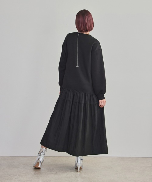 LHELBIE（レルビエ）の「ウエストドロストドッキングワンピース（ワンピース・レディース・ブラック/チャコールグレー/オフホワイト・M）」の5枚目の写真