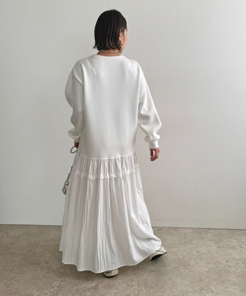 LHELBIE（レルビエ）の「ウエストドロストドッキングワンピース（ワンピース・レディース・ブラック/チャコールグレー/オフホワイト・M）」の11枚目の写真