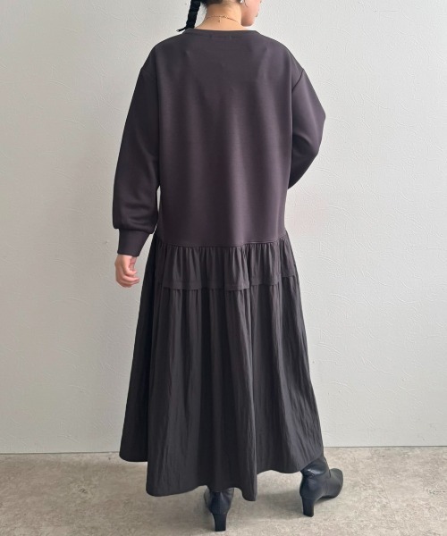 LHELBIE（レルビエ）の「ウエストドロストドッキングワンピース（ワンピース・レディース・ブラック/チャコールグレー/オフホワイト・M）」の22枚目の写真