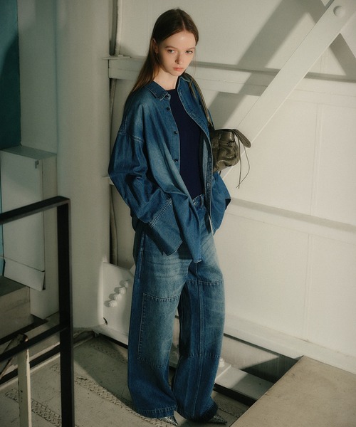 ルシェルブルー Denim Oversized Shirt セール】デニムオーバーサイズ