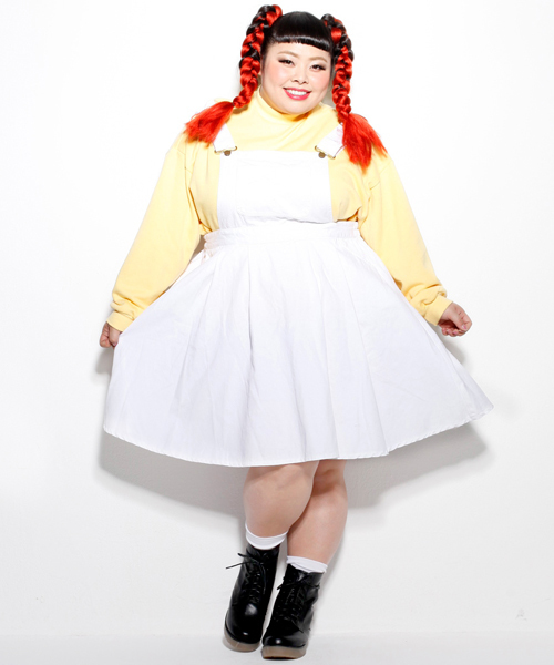PUNYUS（プニュズ）の「ツイルカラーサロペット（ワンピース・レディース・ホワイト/ピンク/ライトパープル・3/1/2/4）」の2枚目の写真