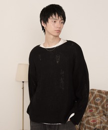 LUCY | LUCY/【25年秋冬新作】ダブルガーゼダメージプルオーバー(ニット/セーター)