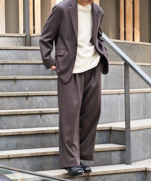 CITY TOKYO(シティトウキョウ)の「【CITY TOKYO/シティートーキョー】KANEMASA KNITウールネルパンツ(スラックス・メンズ・ダークネイビー/ブラウン・1/2/3)」の3枚目の写真
