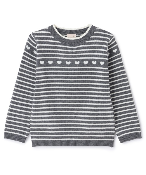 petit main(プティマイン)の「【フワもちっと】ハートリブニット(ニット/セーター・キッズ・レッド/トップグレー/ブラック/ライトピンク・90cm/120cm/80cm/100cm/110cm/130cm)」の3枚目の写真