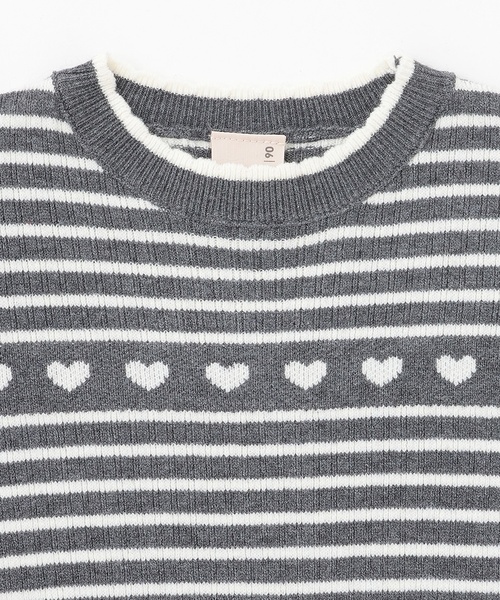 petit main(プティマイン)の「【フワもちっと】ハートリブニット(ニット/セーター・キッズ・レッド/トップグレー/ブラック/ライトピンク・90cm/120cm/80cm/100cm/110cm/130cm)」の10枚目の写真
