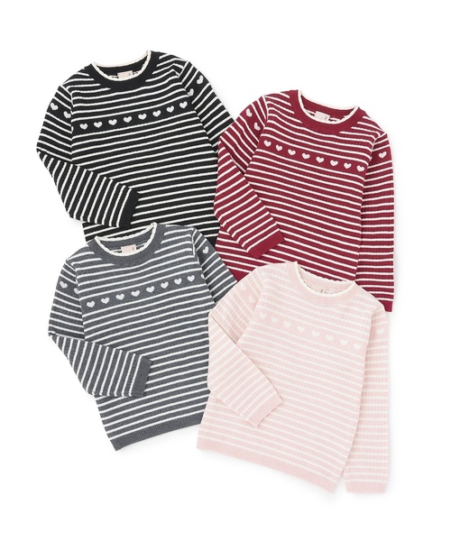 petit main(プティマイン)の「【フワもちっと】ハートリブニット(ニット/セーター・キッズ・レッド/トップグレー/ブラック/ライトピンク・90cm/120cm/80cm/100cm/110cm/130cm)」の7枚目の写真