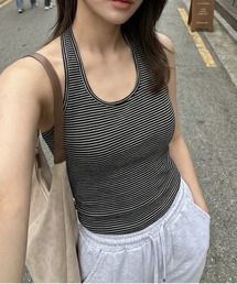Vini（ヴィニ）の「タイト ボーダー ホルターネック タンクトップ（タンクトップ）」