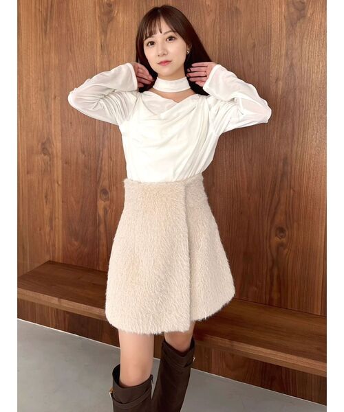 トップス RU ラッフルレイヤード長袖ニットトップス｜WOMEN｜250HSF70-090B｜AZUL