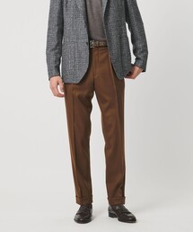 ライトサキソニー テーパード 1プリーツ スラックス ヨコストレッチ