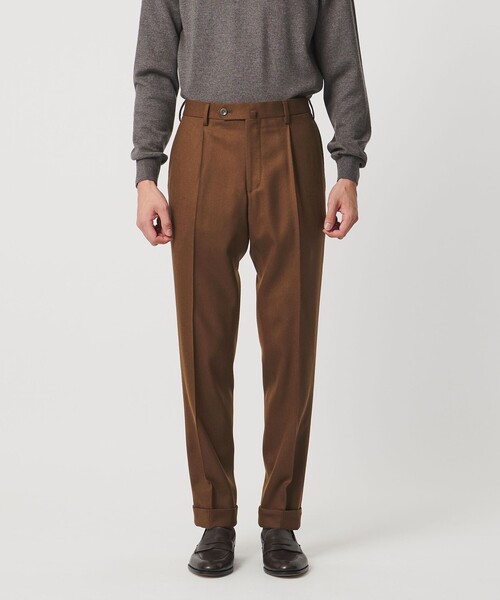 UNITED ARROWS（ユナイテッドアローズ）の「ライトサキソニー テーパード １プリーツ スラックス ヨコストレッチ（スラックス・メンズ・ナチュラル/ブラウン系・48/50/44/46/54）」の20枚目の写真