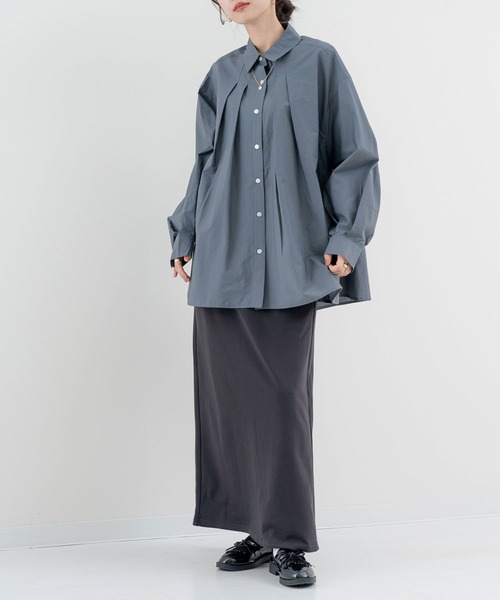 SABUROKU(サブロク)の「【SABUROKU】ふんわり広がる 体型カバー◎ の 優秀チュニック!(シャツ/ブラウス・レディース・チャコールグレー/イエロー/ホワイト・M)」の5枚目の写真