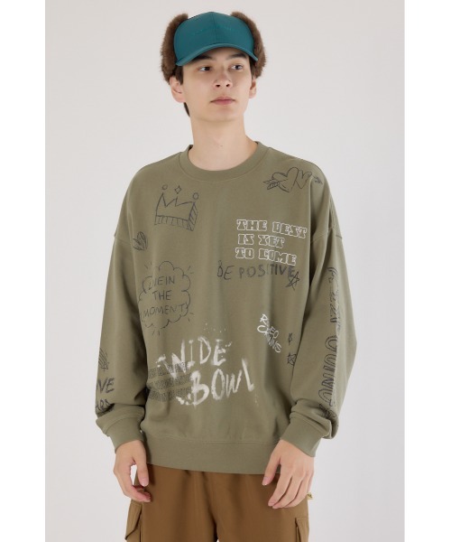 RODEO CROWNS WIDE BOWL(ロデオクラウンズワイドボウル)の「DRAWING スウェット(スウェット・メンズ・グレー×ホワイト/ブラック/カーキ・LARGE/MEDIUM)」の3枚目の写真