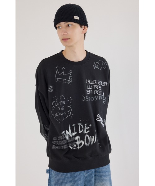 RODEO CROWNS WIDE BOWL(ロデオクラウンズワイドボウル)の「DRAWING スウェット(スウェット・メンズ・グレー×ホワイト/ブラック/カーキ・LARGE/MEDIUM)」の5枚目の写真
