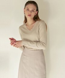 [ESSENTIAL] SOFT V NECK KNIT_LIGHT BEIGE