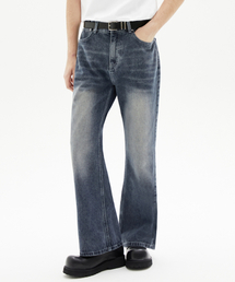 TRILLION（トリリオン）の「Semi Wide Flare Bootcut Denim Pants [Blue Grey]（デニムパンツ・レディース）」