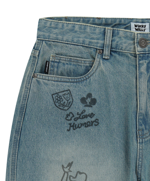 Wacky WiLLy（ワッキーウィリー）の「キキグラフィックデニムパンツブルー（デニムパンツ・レディース・その他・X-LARGE/SMALL/MEDIUM/LARGE）」の5枚目の写真