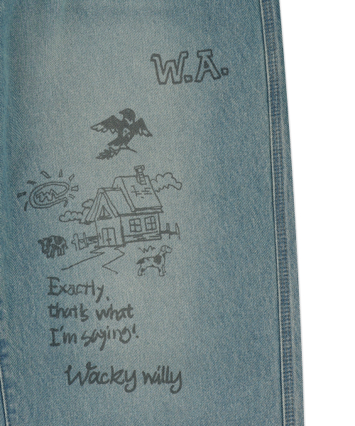 Wacky WiLLy（ワッキーウィリー）の「キキグラフィックデニムパンツブルー（デニムパンツ・レディース・その他・X-LARGE/SMALL/MEDIUM/LARGE）」の6枚目の写真