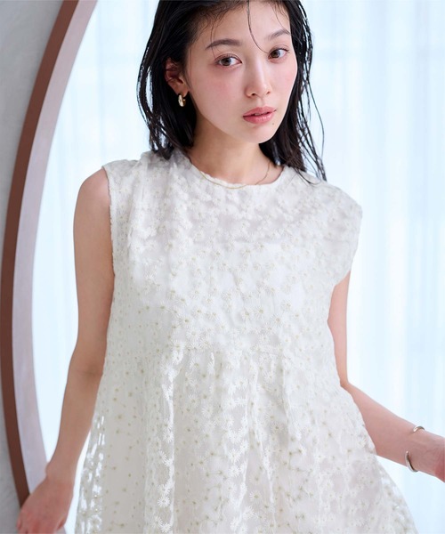 UR'S(ユアーズ)の「フラワーレースシアーブラウス(シャツ/ブラウス・レディース・ライトピンク/ホワイト・S/M/L)」の1枚目の写真