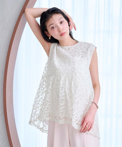 UR'S(ユアーズ)の「フラワーレースシアーブラウス(シャツ/ブラウス・レディース・ライトピンク/ホワイト・S/M/L)」の17枚目の写真
