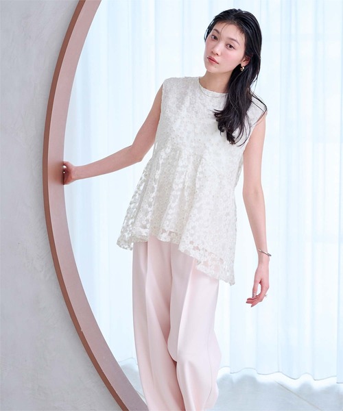 UR'S(ユアーズ)の「フラワーレースシアーブラウス(シャツ/ブラウス・レディース・ライトピンク/ホワイト・S/M/L)」の18枚目の写真