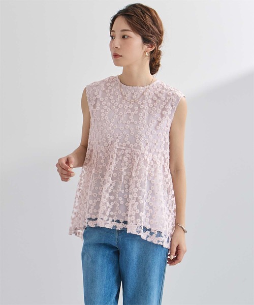 UR'S(ユアーズ)の「フラワーレースシアーブラウス(シャツ/ブラウス・レディース・ライトピンク/ホワイト・S/M/L)」の21枚目の写真