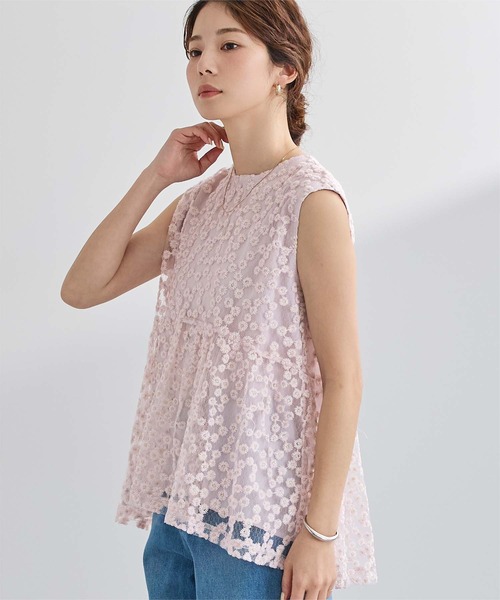 UR'S(ユアーズ)の「フラワーレースシアーブラウス(シャツ/ブラウス・レディース・ライトピンク/ホワイト・S/M/L)」の9枚目の写真