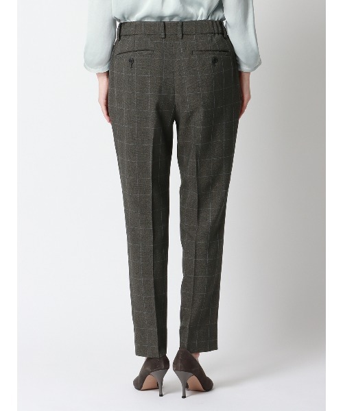 SUIT SQUARE(スーツスクエア)の「テーパードパンツ ウォッシャブル ストレッチ ウールライクポリエステル グレンチェック(スラックス・レディース・グレー・42(13号)/40(11号)/38(9号)/36(7号))」の5枚目の写真