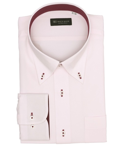 TOKYO SHIRTS(トウキョウシャツ)の「【吸水速乾】【COFREX】形態安定ノンアイロン ボタンダウン 長袖ビジネスワイシャツ(大きいサイズ・長いサイズ)(ビジネスシャツ・メンズ・ピンク・首回り39cm-裄丈88cm/首回り41cm-裄丈90cm/首回り42cm-裄丈90cm/首回り45cm-裄丈82cm/首回り45cm-裄丈86cm/首回り45cm-裄丈90cm/首回り47cm-裄丈86cm/首回り47cm-裄丈90cm/首回り43cm-裄丈90cm)」の1枚目の写真