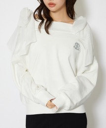 2WAYチュールオフショルスウェットトップス 秋服 冬服