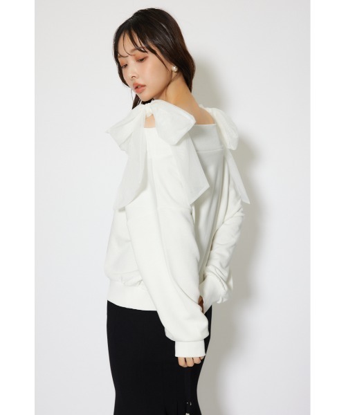 rienda（リエンダ）の「2WAYチュールオフショルスウェットトップス 秋服 冬服（スウェット・レディース・ピンク/ホワイト/ブラック・FREE）」の6枚目の写真