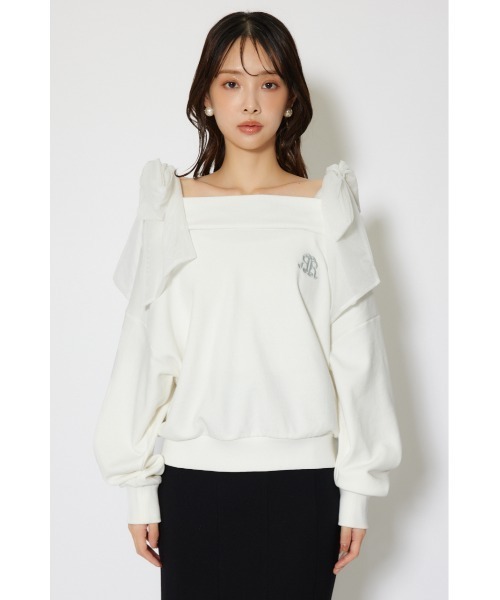 rienda（リエンダ）の「2WAYチュールオフショルスウェットトップス 秋服 冬服（スウェット・レディース・ピンク/ホワイト/ブラック・FREE）」の10枚目の写真