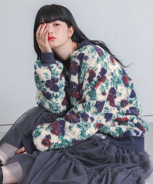 somari imagination（ソマリ イマジネーション）の「『花柄ボアブルゾン』（ブルゾン・レディース・ブラウン/アイボリー・FREE）」の4枚目の写真