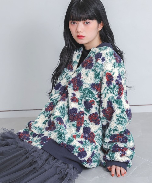 somari imagination（ソマリ イマジネーション）の「『花柄ボアブルゾン』（ブルゾン・レディース・ブラウン/アイボリー・FREE）」の3枚目の写真