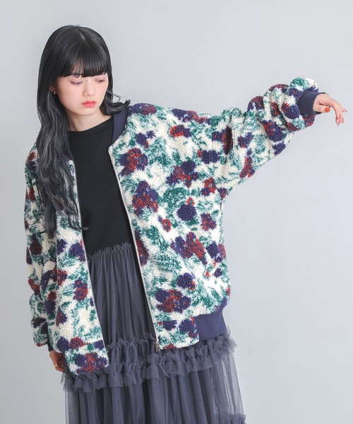 somari imagination（ソマリ イマジネーション）の「『花柄ボアブルゾン』（ブルゾン・レディース・ブラウン/アイボリー・FREE）」の5枚目の写真