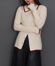 libelle more（リベル モア）の「配色リブニットポロカーディガン /襟付きニット / 通勤 / きれいめ /（カーディガン/ボレロ）」