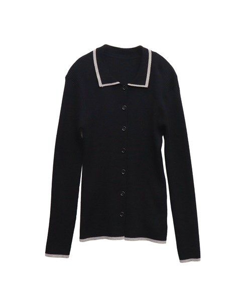 libelle more(リベル モア)の「配色リブニットポロカーディガン /襟付きニット / 通勤 / きれいめ /(カーディガン/ボレロ・レディース・杢グレー/アイボリー/ブラック・M)」の5枚目の写真