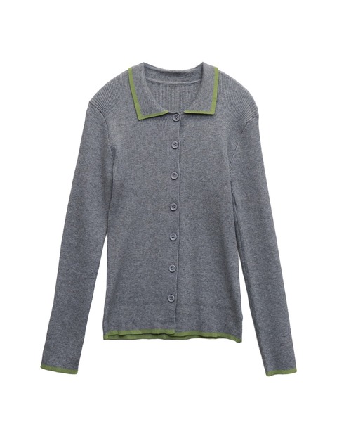 libelle more(リベル モア)の「配色リブニットポロカーディガン /襟付きニット / 通勤 / きれいめ /(カーディガン/ボレロ・レディース・杢グレー/アイボリー/ブラック・M)」の6枚目の写真